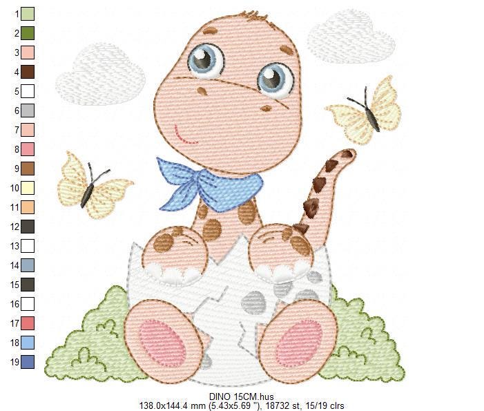 Baby Boy Dinosaur embroidery designs - Dino with egg machine embroidery pattern - Dragon Baby file - Instant digital download pes jef dst