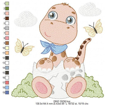 Baby Boy Dinosaur embroidery designs - Dino with egg machine embroidery pattern - Dragon Baby file - Instant digital download pes jef dst