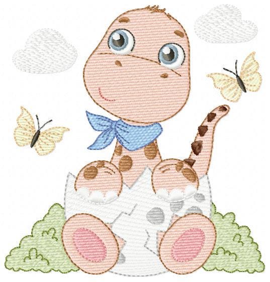 Baby Boy Dinosaur embroidery designs - Dino with egg machine embroidery pattern - Dragon Baby file - Instant digital download pes jef dst
