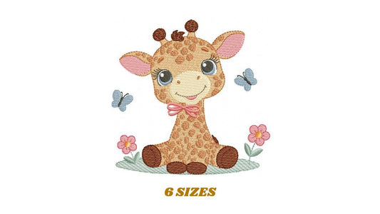 Giraffe embroidery designs - Safari wild animal with flowers machine embroidery pattern - Baby boy file - Instant digital download pes jef