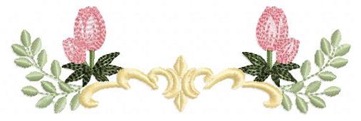 Tulip embroidery designs - Flower frame tag with roses machine embroidery pattern - Flower laurel file - Instant digital download pes jef