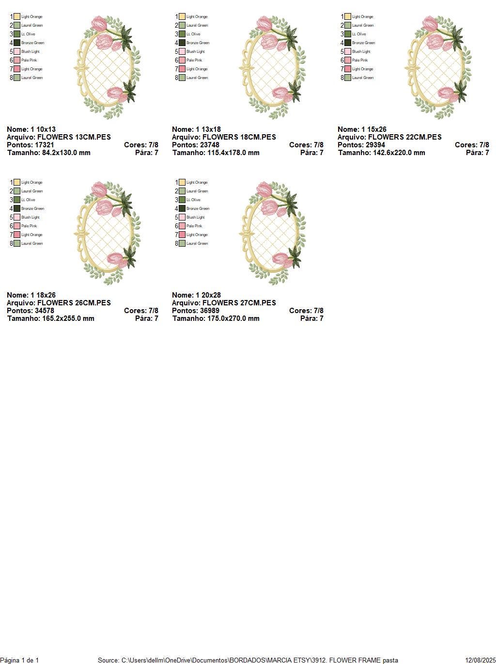 Tulip embroidery designs - Flower frame tag with roses machine embroidery pattern - Flower laurel file - Instant digital download pes jef
