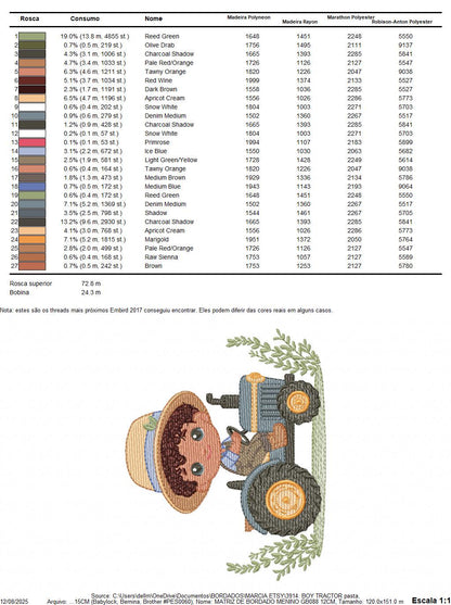 Boy with tractor embroidery designs - Baby Boy Farmer machine embroidery pattern - Tractor Child file - Instant download pes jef dst hus vp3