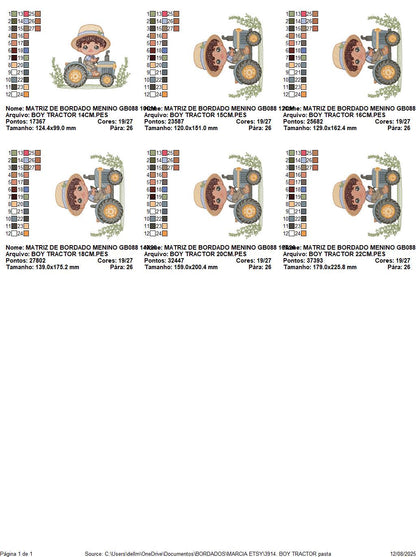Boy with tractor embroidery designs - Baby Boy Farmer machine embroidery pattern - Tractor Child file - Instant download pes jef dst hus vp3