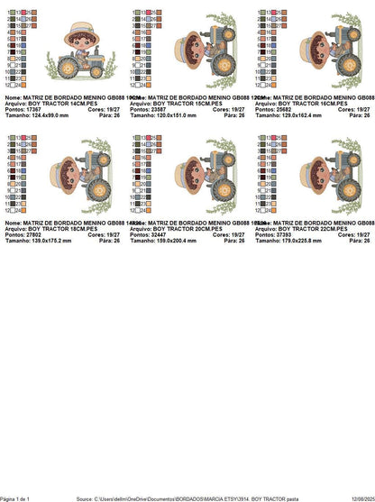 Boy with tractor embroidery designs - Baby Boy Farmer machine embroidery pattern - Tractor Child file - Instant download pes jef dst hus vp3