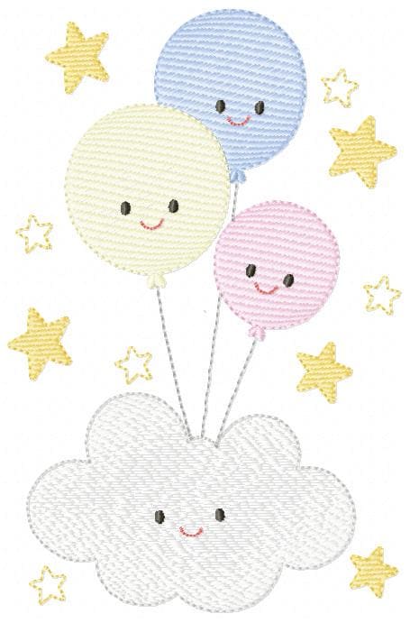 Balloon embroidery design - Birthday Party Decoration machine embroidery pattern - Baby shower file - Instant digital download pes jef dst