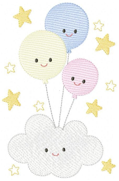 Balloon embroidery design - Birthday Party Decoration machine embroidery pattern - Baby shower file - Instant digital download pes jef dst