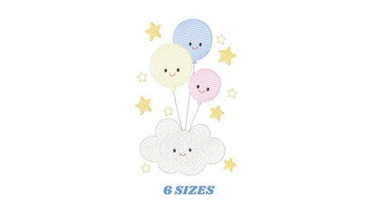 Balloon embroidery design - Birthday Party Decoration machine embroidery pattern - Baby shower file - Instant digital download pes jef dst