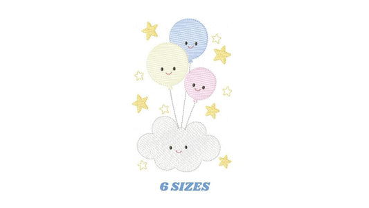 Balloon embroidery design - Birthday Party Decoration machine embroidery pattern - Baby shower file - Instant digital download pes jef dst