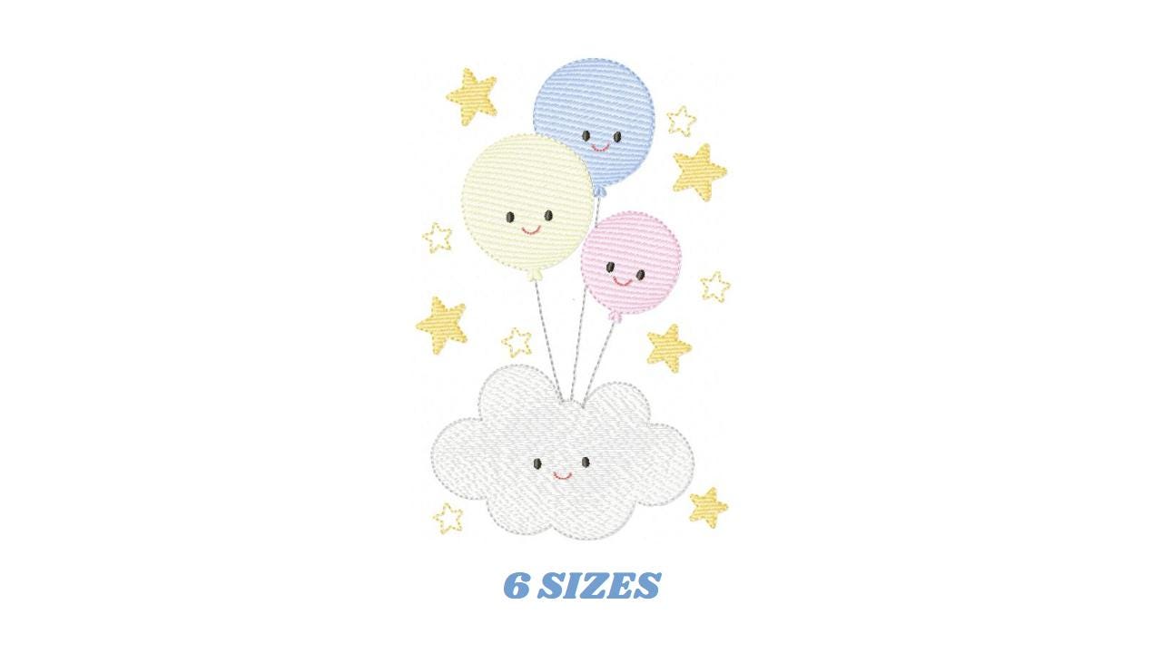 Balloon embroidery design - Birthday Party Decoration machine embroidery pattern - Baby shower file - Instant digital download pes jef dst