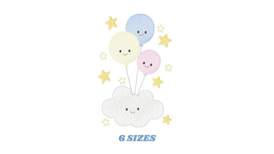 Balloon embroidery design - Birthday Party Decoration machine embroidery pattern - Baby shower file - Instant digital download pes jef dst