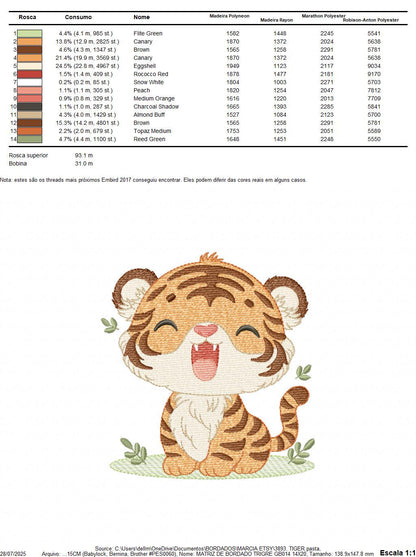 Baby Tiger embroidery design - Forest Wild Animal machine embroidery pattern - Baby Boy file - Instant digital download pes jef dst hus vp3