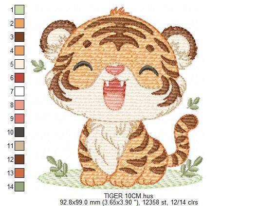 Baby Tiger embroidery design - Forest Wild Animal machine embroidery pattern - Baby Boy file - Instant digital download pes jef dst hus vp3