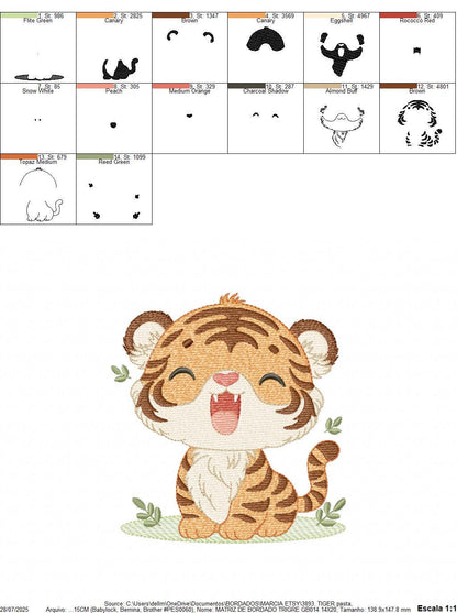 Baby Tiger embroidery design - Forest Wild Animal machine embroidery pattern - Baby Boy file - Instant digital download pes jef dst hus vp3