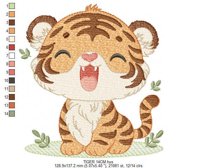 Baby Tiger embroidery design - Forest Wild Animal machine embroidery pattern - Baby Boy file - Instant digital download pes jef dst hus vp3
