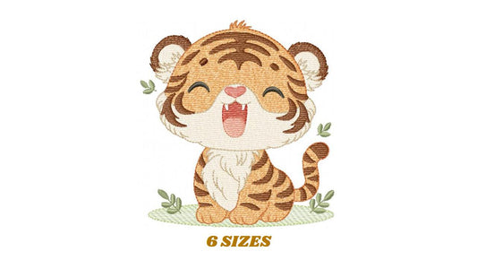 Baby Tiger embroidery design - Forest Wild Animal machine embroidery pattern - Baby Boy file - Instant digital download pes jef dst hus vp3