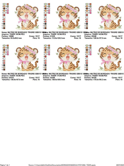 Baby Tiger embroidery design - Female Forest Wild Animal machine embroidery pattern - Boy file - Instant digital download pes jef dst hus