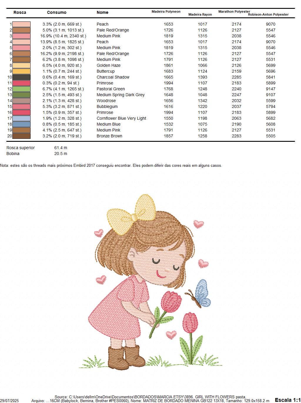 Baby girl embroidery designs - Girl with flowers and butterflies machine embroidery pattern - Princess embroidery - Instant digital download
