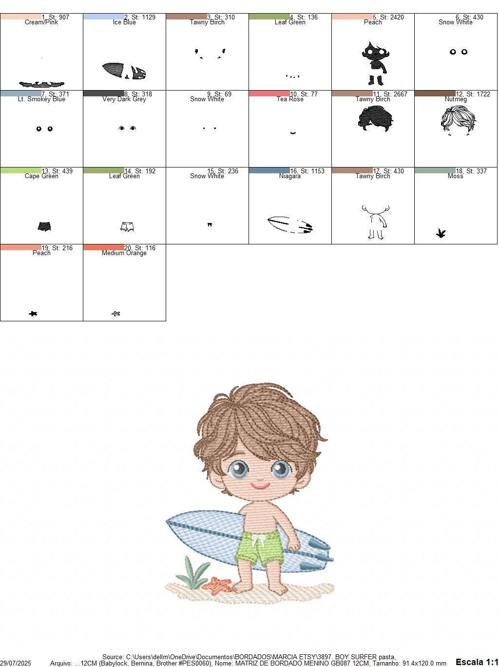 Surfer boy embroidery designs - Beach Swimmer with surferboard machine embroidery pattern - Baby Boy file - Instant digital download pes jef