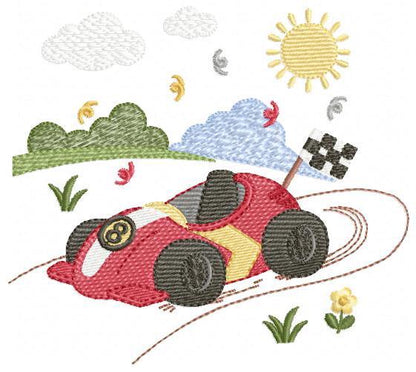 F1 car embroidery designs - Baby Boy car machine embroidery pattern - Formula One car - Grand prix car - Instant digital download pes jef