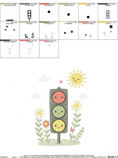 Traffic Lights embroidery design - Stop light machine embroidery pattern - Baby Boy Vehicle - Red Yellow Green - Instant digital download