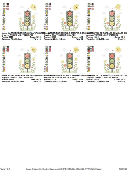 Traffic Lights embroidery design - Stop light machine embroidery pattern - Baby Boy Vehicle - Red Yellow Green - Instant digital download