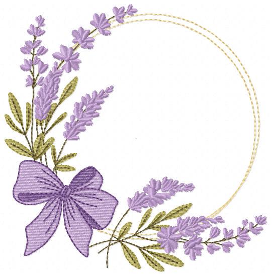 Frame with lavender flowers embroidery designs - Floral Laurel Shape machine embroidery pattern - Baby girl file - Instant digital download