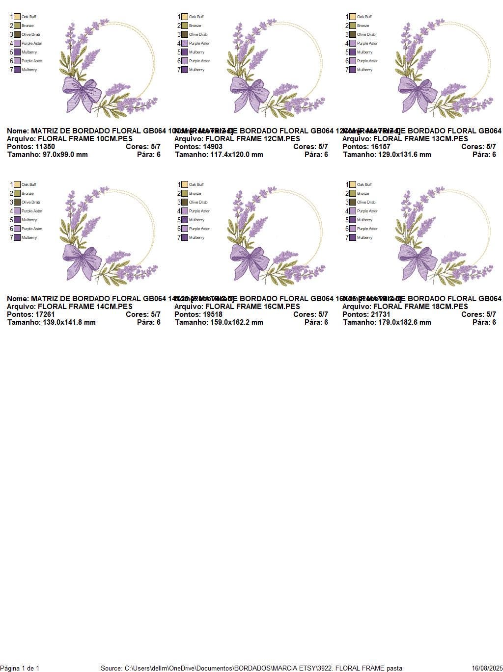 Frame with lavender flowers embroidery designs - Floral Laurel Shape machine embroidery pattern - Baby girl file - Instant digital download