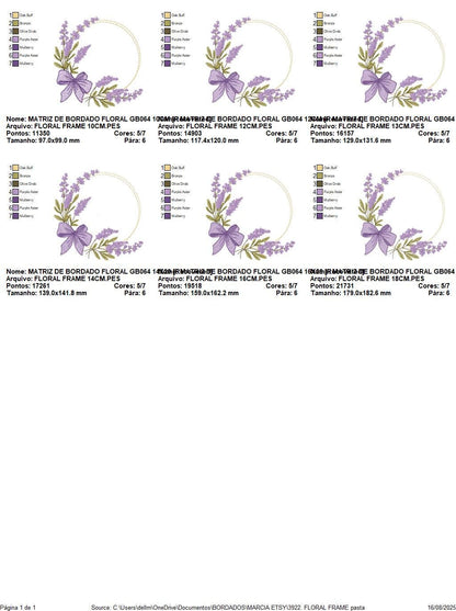 Frame with lavender flowers embroidery designs - Floral Laurel Shape machine embroidery pattern - Baby girl file - Instant digital download