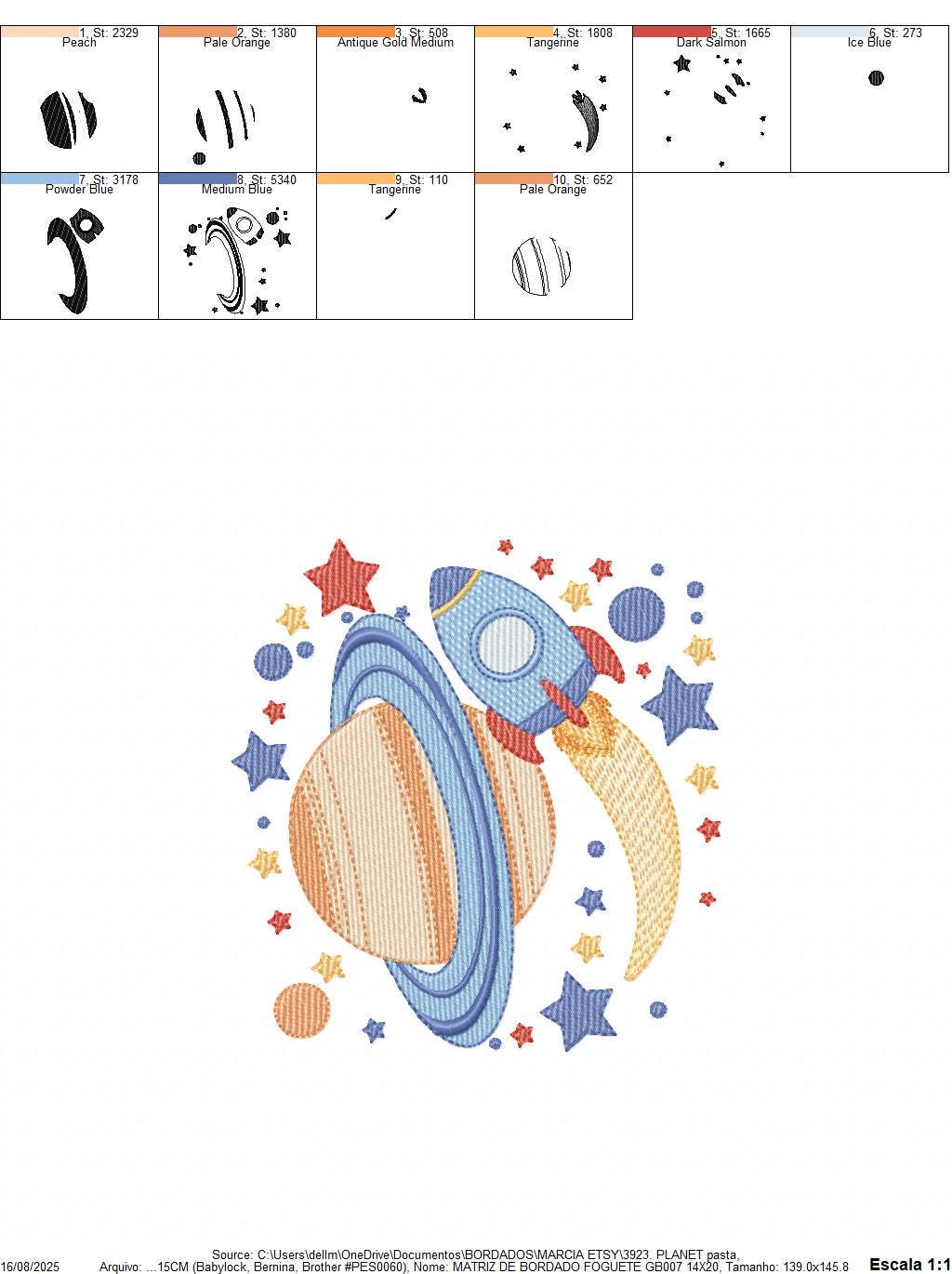 Space Rocket embroidery designs - Space Planet Saturn machine embroidery pattern - Moon stars and planet file - Baby boy - Instant download