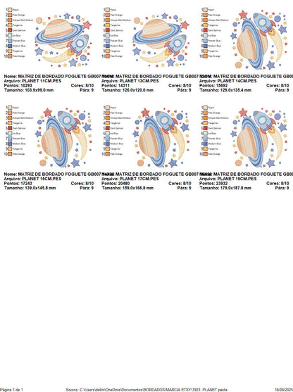 Space Rocket embroidery designs - Space Planet Saturn machine embroidery pattern - Moon stars and planet file - Baby boy - Instant download