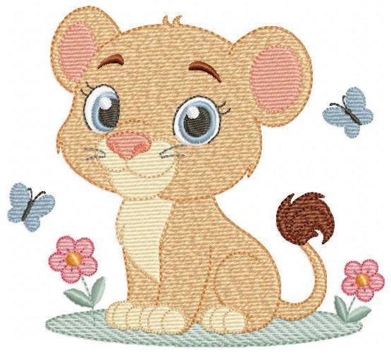 Lioness embroidery designs - Safari wild animal machine embroidery pattern - Baby girl file - Female Lion - Instant digital download pes jef