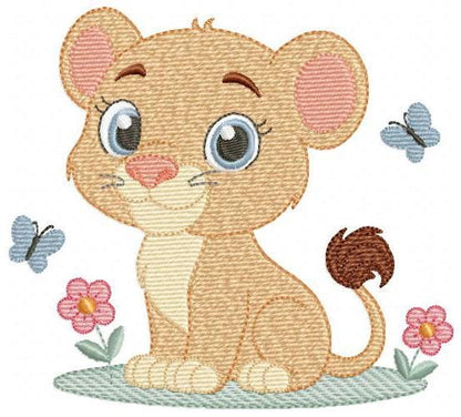 Lioness embroidery designs - Safari wild animal machine embroidery pattern - Baby girl file - Female Lion - Instant digital download pes jef