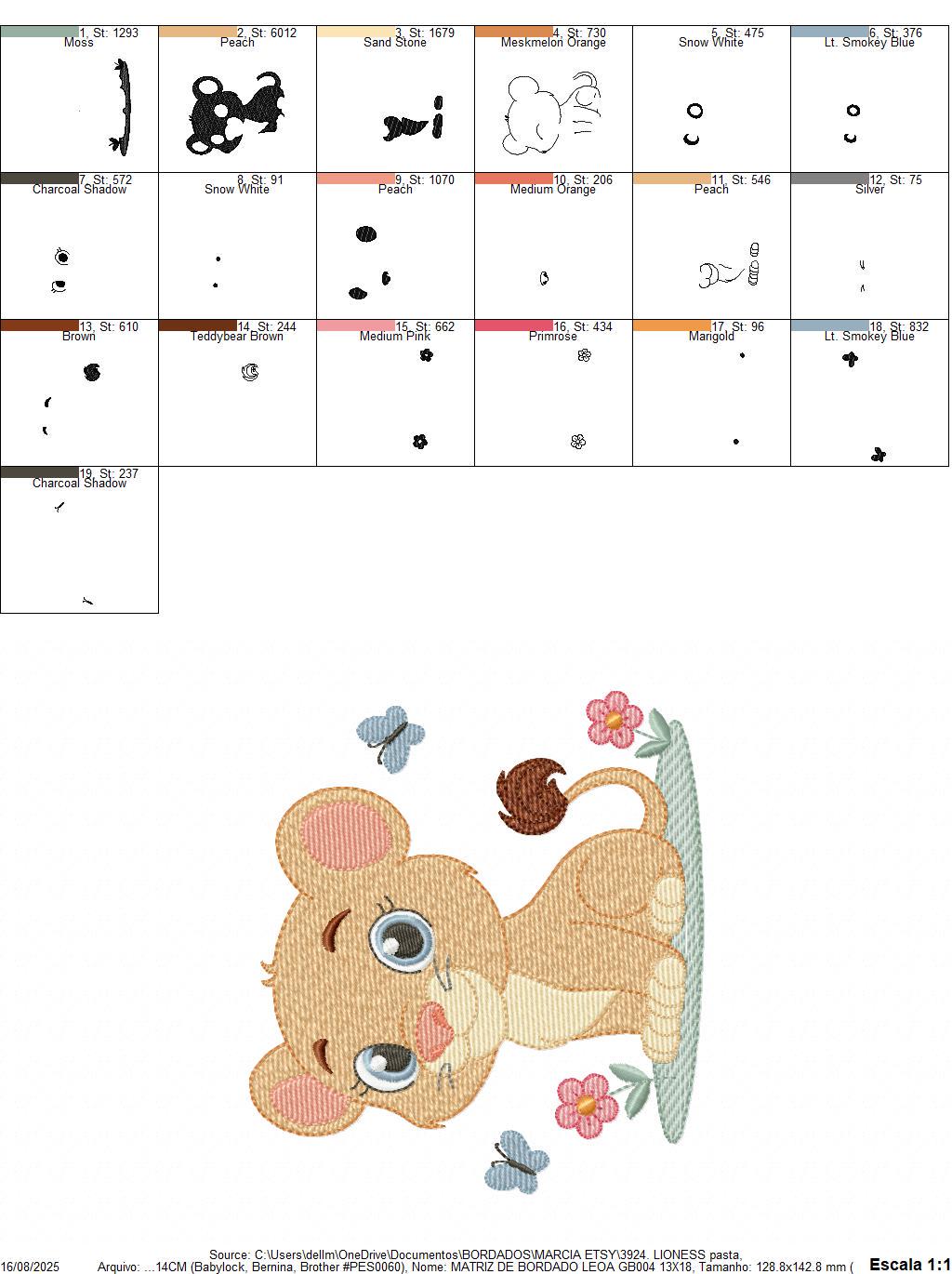 Lioness embroidery designs - Safari wild animal machine embroidery pattern - Baby girl file - Female Lion - Instant digital download pes jef