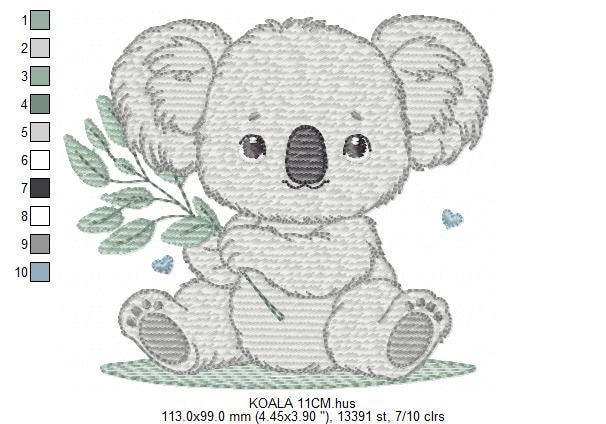Koala embroidery design - Baby boy bear machine embroidery pattern - Wild Australia Animal file - Instant digital download pes jef dst hus