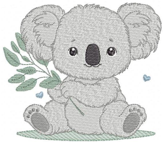 Koala embroidery design - Baby boy bear machine embroidery pattern - Wild Australia Animal file - Instant digital download pes jef dst hus