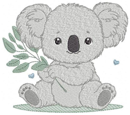 Koala embroidery design - Baby boy bear machine embroidery pattern - Wild Australia Animal file - Instant digital download pes jef dst hus