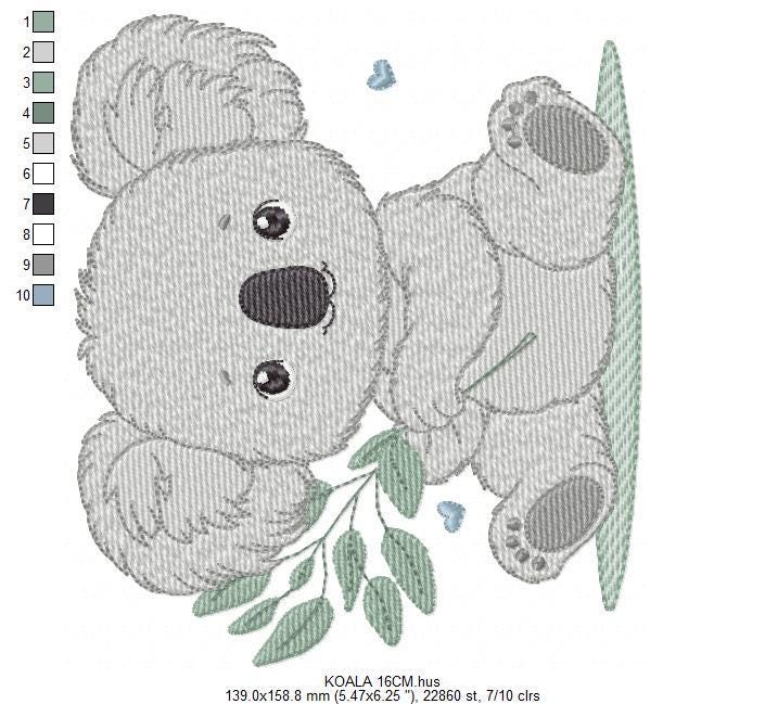 Koala embroidery design - Baby boy bear machine embroidery pattern - Wild Australia Animal file - Instant digital download pes jef dst hus