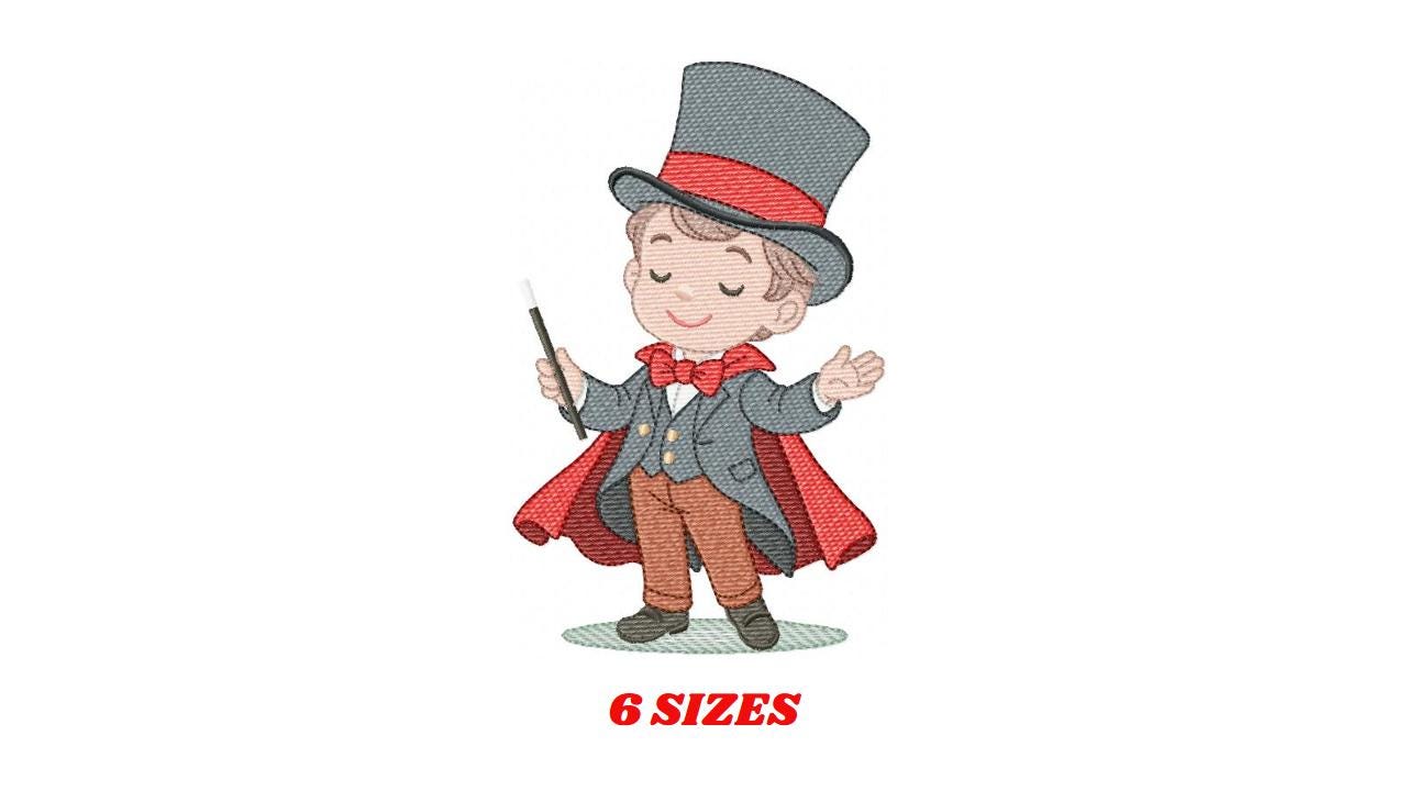 Magician embroidery designs - Circus presenter with top hat and coat machine embroidery pattern - Baby Boy file - Instant digital download