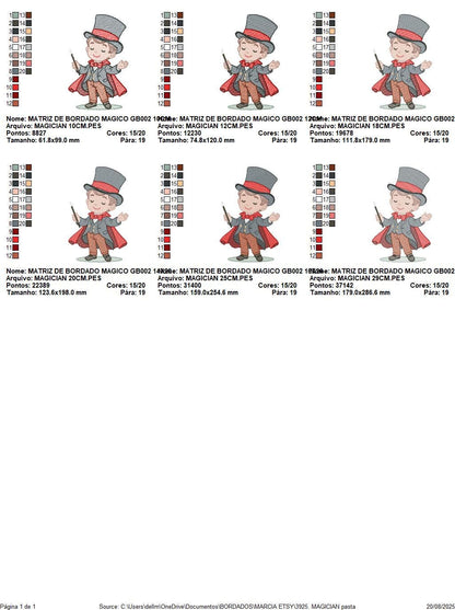 Magician embroidery designs - Circus presenter with top hat and coat machine embroidery pattern - Baby Boy file - Instant digital download