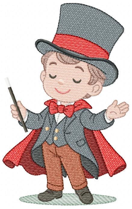 Magician embroidery designs - Circus presenter with top hat and coat machine embroidery pattern - Baby Boy file - Instant digital download