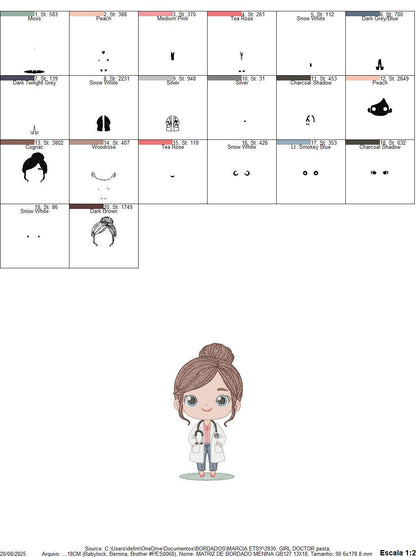 Doctor embroidery designs - Hospital Nurse machine embroidery pattern - Baby girl Medical Health Doctor file - Instant digital download pes