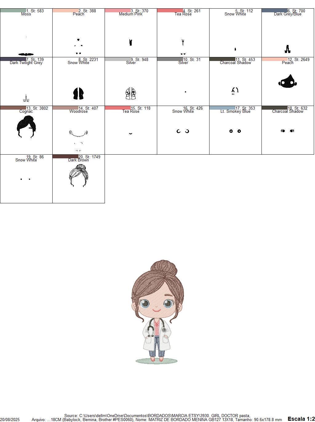 Doctor embroidery designs - Hospital Nurse machine embroidery pattern - Baby girl Medical Health Doctor file - Instant digital download pes