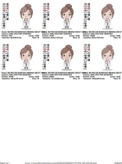 Doctor embroidery designs - Hospital Nurse machine embroidery pattern - Baby girl Medical Health Doctor file - Instant digital download pes