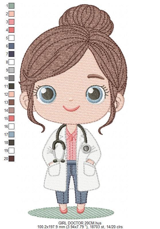 Doctor embroidery designs - Hospital Nurse machine embroidery pattern - Baby girl Medical Health Doctor file - Instant digital download pes