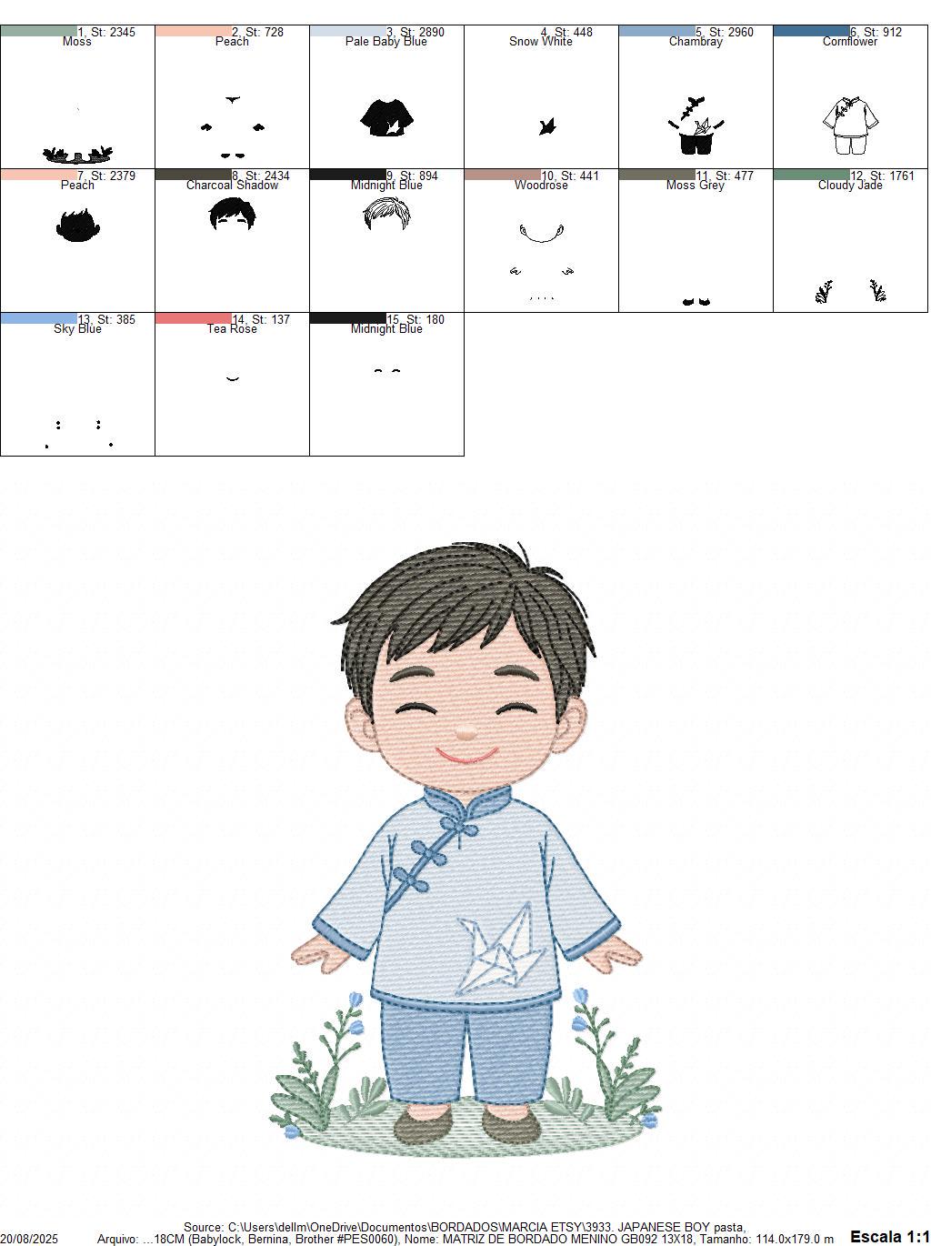 Japanese Boy embroidery design - Boy with kimono machine embroidery pattern - Asian Baby boy file -Instant digital download pes jef dst hus