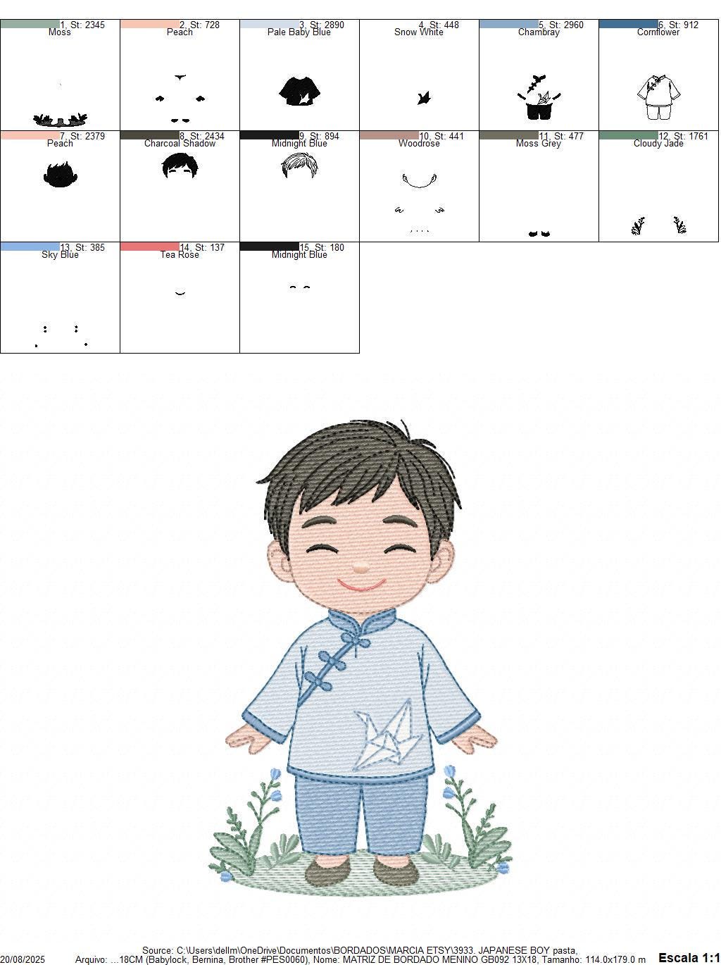 Japanese Boy embroidery design - Boy with kimono machine embroidery pattern - Asian Baby boy file -Instant digital download pes jef dst hus