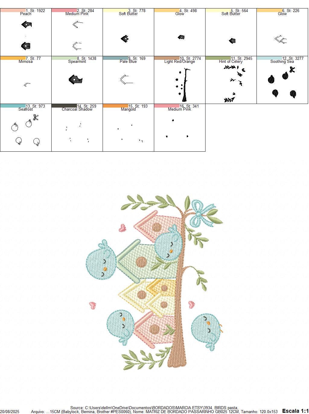 Bird Family embroidery designs - Bird House machine embroidery pattern - Baby Birds with tree - Instant digital download pes jef dst hus dst