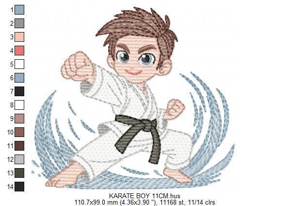 Karate Fighter embroidery designs - Baby Boy athlete with kimono machine embroidery file - Instant digital download pes jef dst hus vp3 xxx