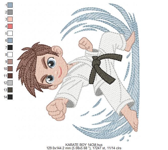 Karate Fighter embroidery designs - Baby Boy athlete with kimono machine embroidery file - Instant digital download pes jef dst hus vp3 xxx